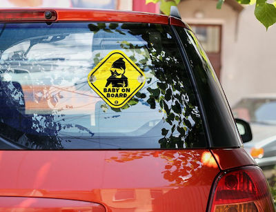 Boy Baby on Board Car Sign Yellow with Suction Cup