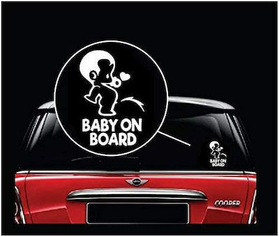 Boy Baby on Board Car Sign White Sticker