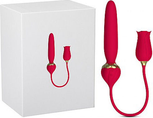 CyprusLoveShop Silicone Clit Suction Rose Thrusting Wand Vibrator Κλειτοριδικός Δονητής Ροζ