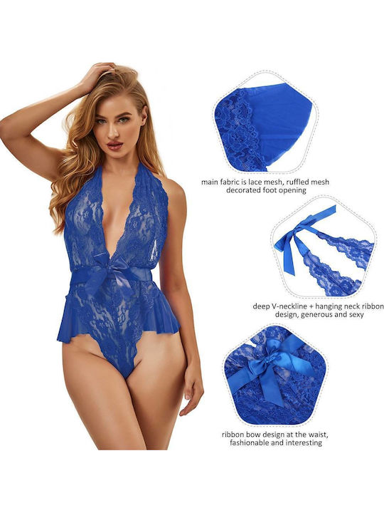 Teddy Sexy Κορμάκι με Δαντέλα Μπλε