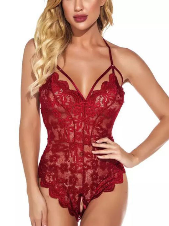 La Lolita Amsterdam Sexy Κορμάκι με Δαντέλα Κόκκινο