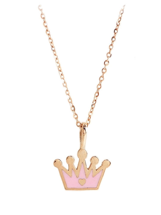 Gold Chain Kids Necklaces Crown 14K GOK-SET-101