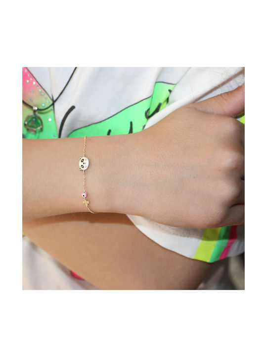 Kids Bracelet Chain from Gold 9K with Evil Eye & Σταυρό