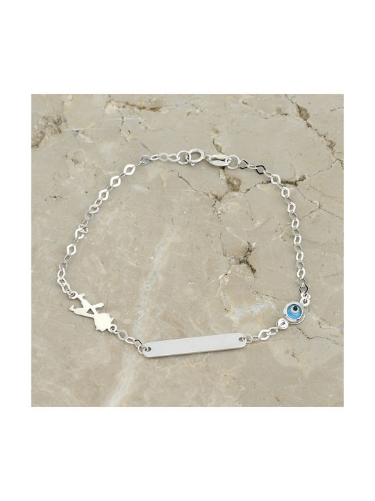 Ioannou24 Kids Bracelet ID from Gold 9K with Evil Eye