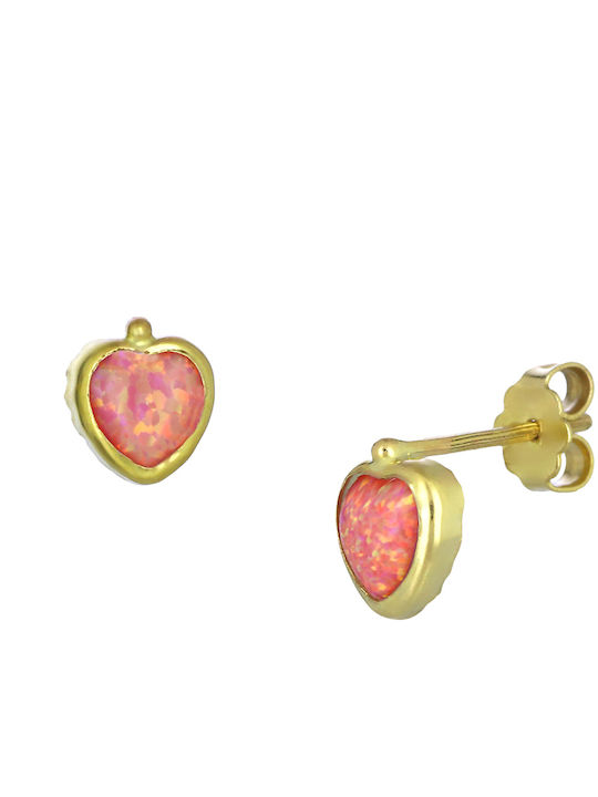 Cercei pentru copii Studs din Aur 9K Yellow Gold-Pink