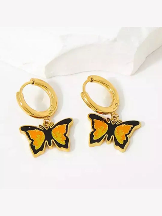 Hypoallergenic Gold Plated Steel Hoops Butterflies