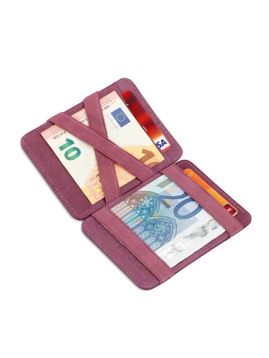 Δερμάτινο Ανδρικό Πορτοφόλι Καρτών με RFID Μωβ