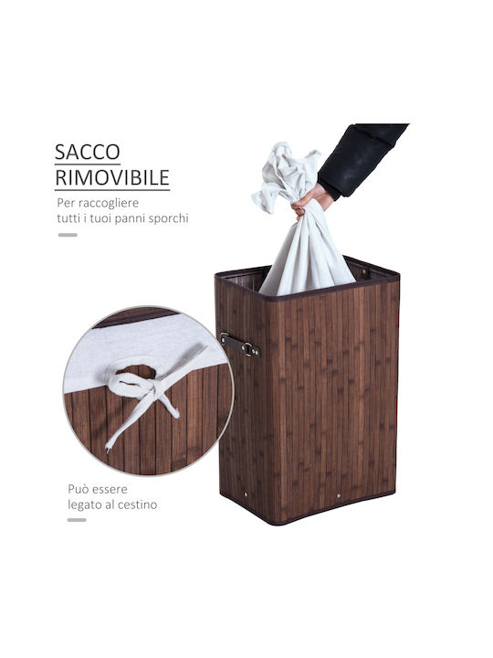 HomCom Wäschekorb aus Bamboo mit Deckel 40x30x60cm Braun