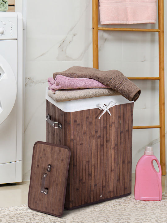 HomCom Laundry Basket Bamboo 72lt with Cap 40x30x60cm Brown