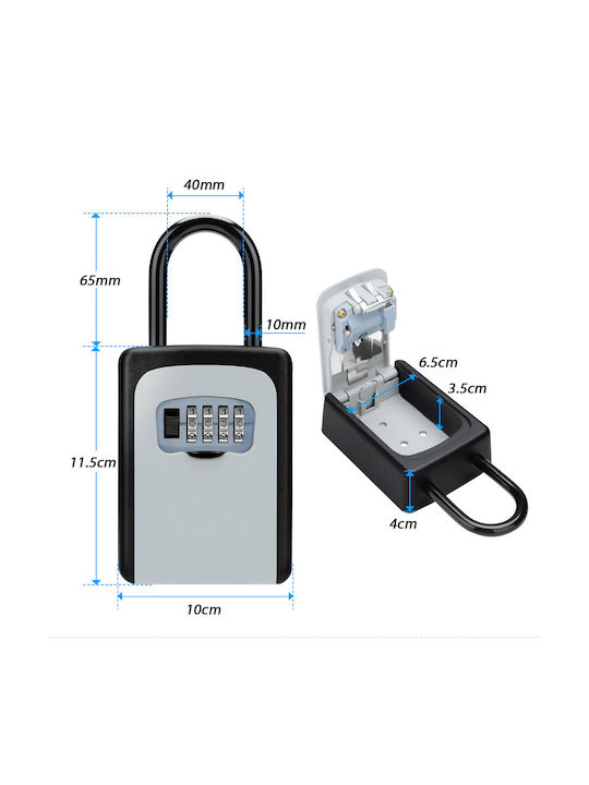 Wall-mounted Combination Key Holder Plastic with Combination Dial 8.5x4x12cm