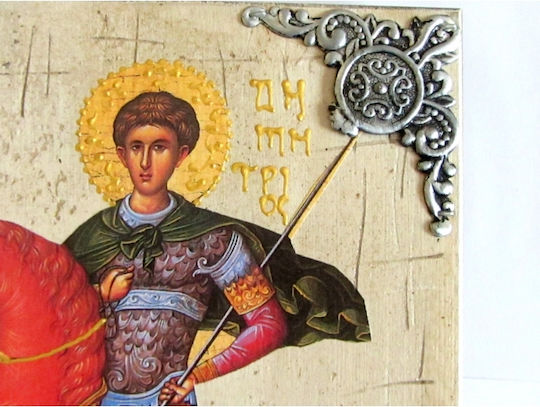 IconsGR Εικόνα Άγιος Δημήτριος Ξύλινη 30x30εκ.