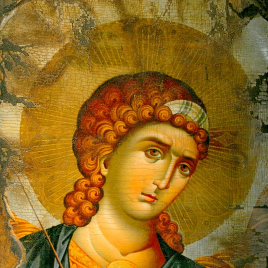 IconsGR Εικόνα Архангел Михаил Дърво 14x40см.