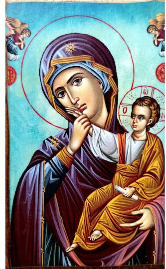 IconsGR Saint Icon Virgin Mary Holding the Infant Wooden 12.50x17.50cm RΠ1ΠΑΝ