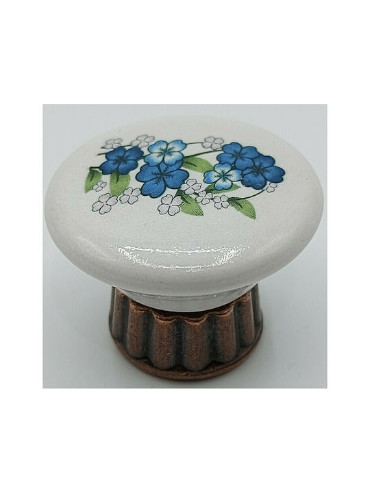 Copii Buton Mobilier din Porțelan & Metal & Zamak în Culoare Cupru 7819-AS-017 1buc