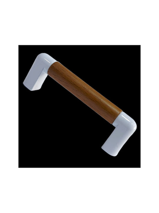 Handle Furniture made of Wooden & Metallic & Zamak in White Color 74mm (Center Distance 64mm) 0470-LEF1 1pcs