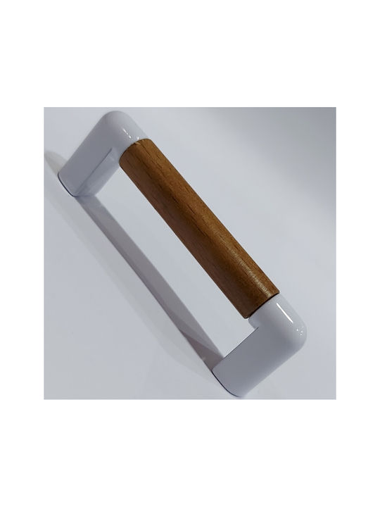 Handle Furniture made of Wooden & Metallic & Zamak in White Color 74mm (Center Distance 64mm) 0470-LEF1 1pcs