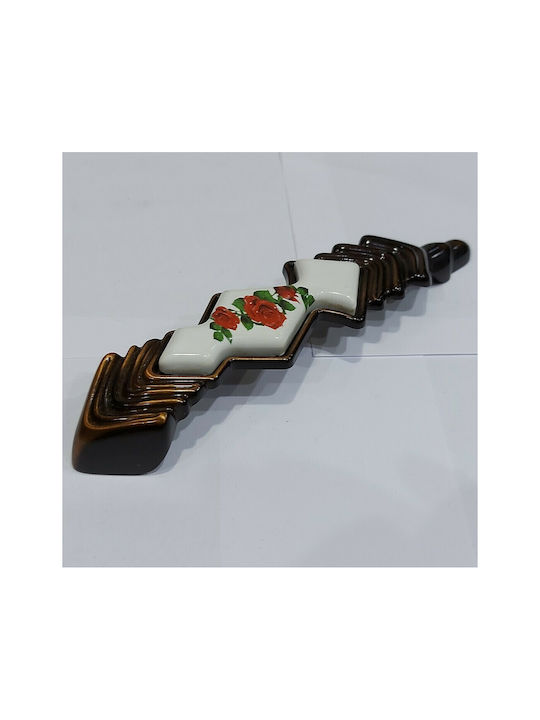 Antik Handgriff Möbelgriff aus Porzellan & Metallisch & Zamak in Kupfer Farbe 187mm (Zentrenabstand 160mm) 7811-FAB-009 1Stück