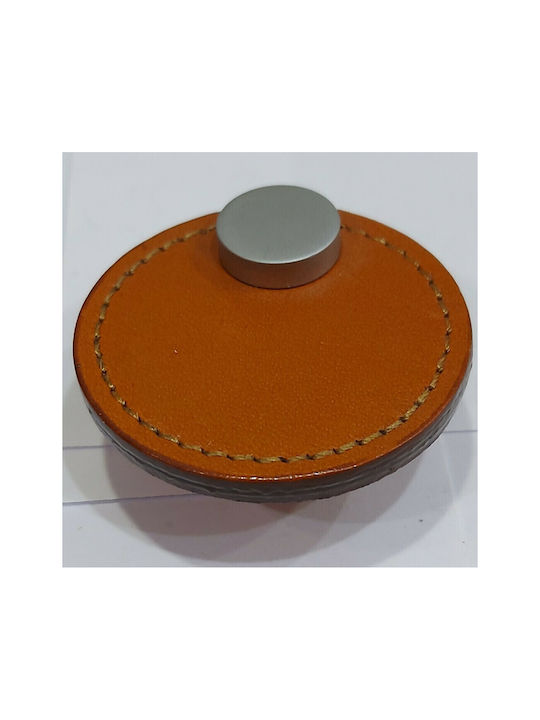 Furnipart Buton Mobilier Mânere de mobilier din Piele & Metal & Zamak în Culoare Maro 7103-KAF1 1buc