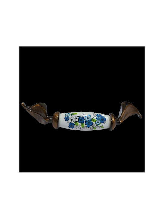 Antique Handle Furniture made of Porcelain & Metallic & Zamak in Copper Color 113mm (Center Distance 96mm) 7800-AS-017 1pcs
