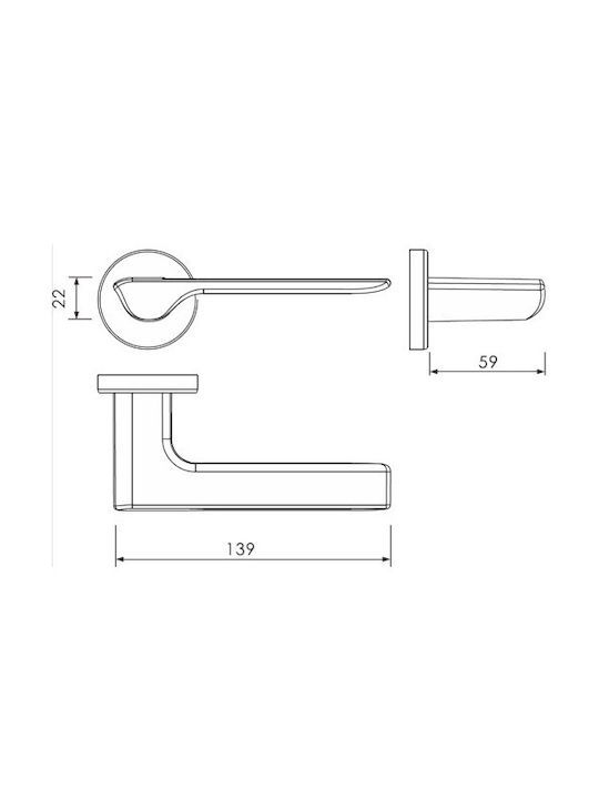 Yalis Design Πόμολο Εξώπορτας με Ροζέτα Δεξί Μπρούτζινο