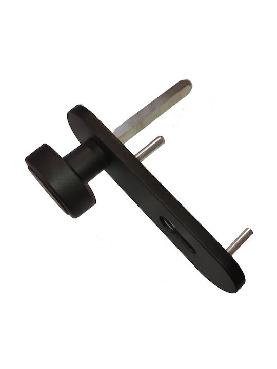 Lever Front Door with Plate MBK10-FIXED-KNOB Black