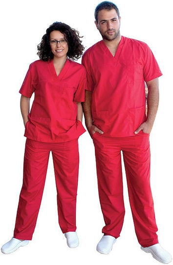 Unisex Ιατρική Μπλούζα Κόκκινη