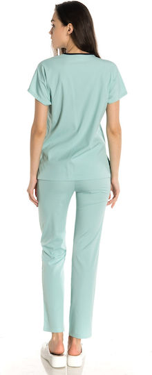 Women's Light Blue Pants & Blouse Set