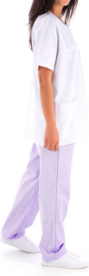 Women's Lilac Medical Pants Cotton and Polyester