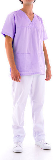 Men's Lilac Medical Blouse Cotton and Polyester