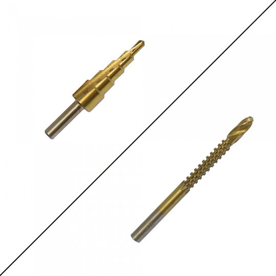 Set 2 Burghie Conice HSS cu Tija Cilindrică pentru Metal και Lemn