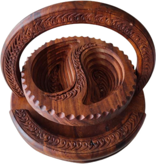 Wooden Dessert Divided Serving Plate with 2 Slots Brown Ø20cmxY20cm 20x20x20cm