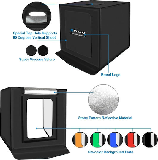 Photo Box Lighted with Multiple Backrounds 60x60x60cm