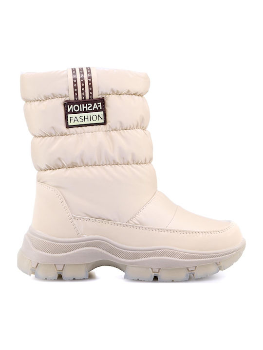 Kids Boots with Zipper Beige