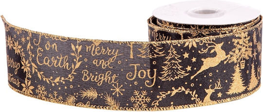 Weihnachtliche Farbband Stoff Schwarz 1000x6.3cm 1Stück