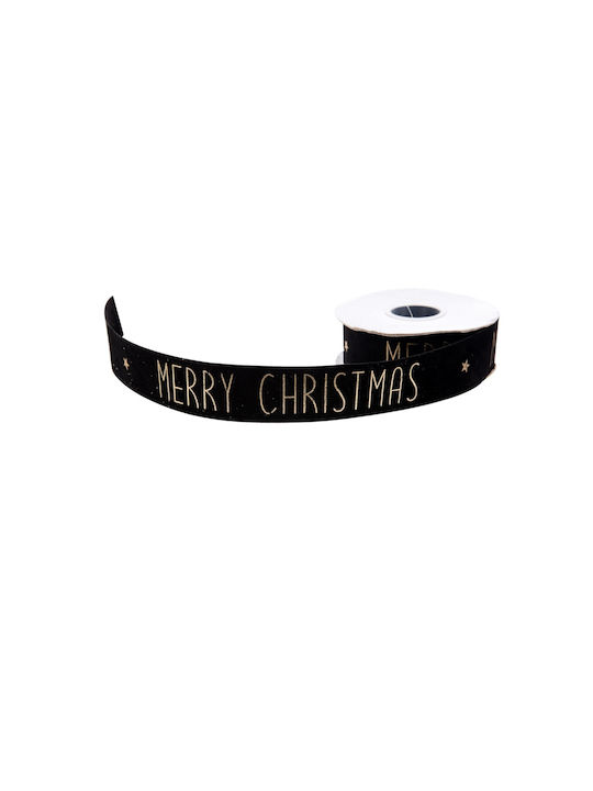 Merry Christmas Ribbon Black 1000x10cm 1pc