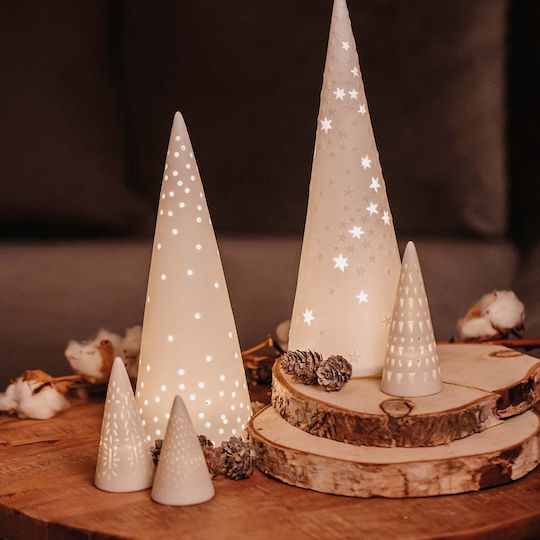 Christmas Decorative Illuminated Tree Cone White