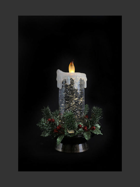 Christmas Green Battery Candle 9cm