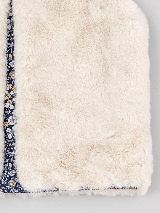 Kids Fur Sleeveless Beige