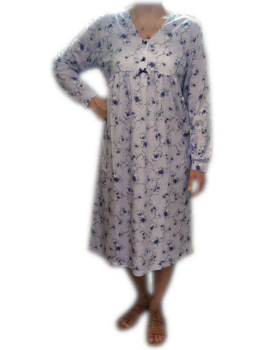 Jeannette Lingerie Winter Cotton Women's Nightdress Blue