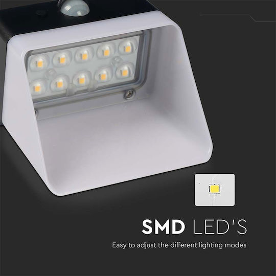 V-TAC Grădină Led Montat pe perete Lampă Solară 2W 200lm Alb Natural 4000K cu Senzor de Mișcare IP65 13.89bucx6.85bucx10.69buccm