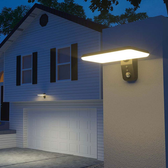 V-TAC Garden Led Wall Mounted Solar Light 15W 2000lm Natural White 4000K with Motion Sensor IP65 29.4cmx23.6cmx7.7cmcm