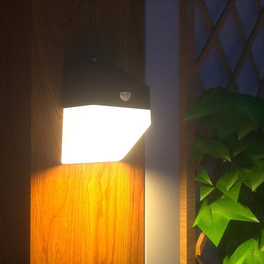 V-TAC Grădină Led Montat pe perete Lampă Solară 2W 200lm Alb Natural 4000K cu Senzor de Mișcare IP65 13.89bucx6.85bucx10.69buccm