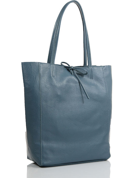 Passaggio Leather Leder Damen Tasche Shopper Schulter Blau