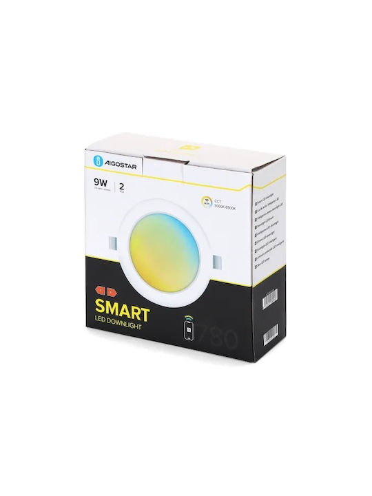 Aigostar Rund Metallisch Einbau Spot mit integriertem LED und Natürliches Weißes Licht Weiß 12x12cm. 1Stück