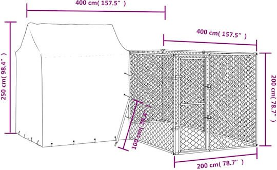 vidaXL Metallisches Hundepark 400x400x250cm Silber
