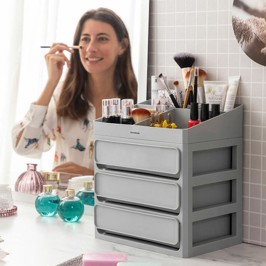 InnovaGoods InnovaGoods Kosmetikorganisator mit 3 Schubladen Grau 29x26x19,5cm