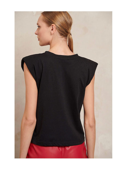 Women's Blouse Cotton Short Sleeve Black