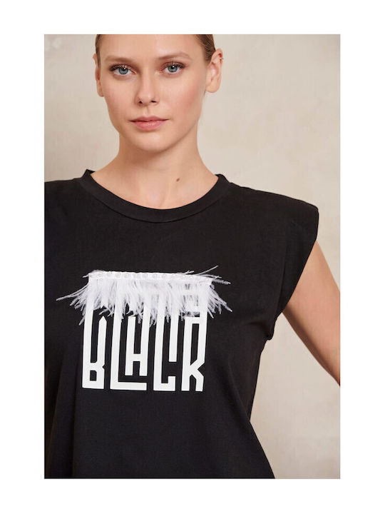 Women's Blouse Cotton Short Sleeve Black