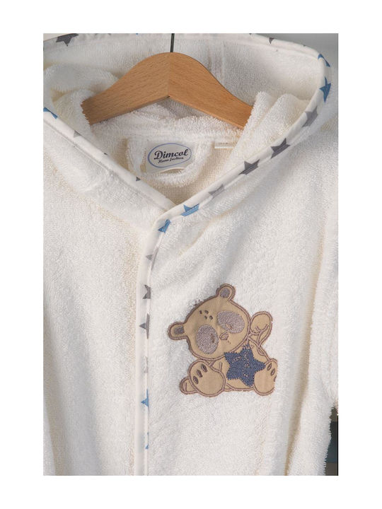 Dimcol Kids Hooded Bathrobe Star Bear White