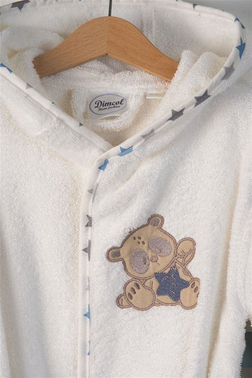 Dimcol Παιδικό Μπουρνούζι Star Bear Λευκό με Κουκούλα